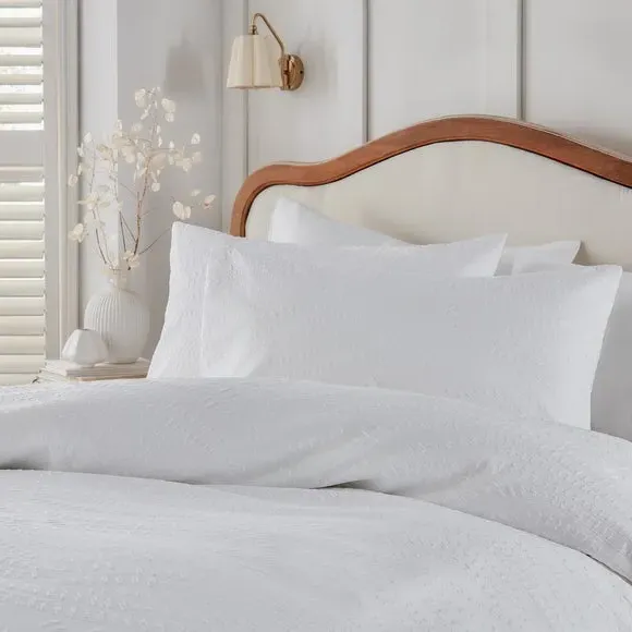 Duvet Cover Set with Pillowcase - White, Polyester