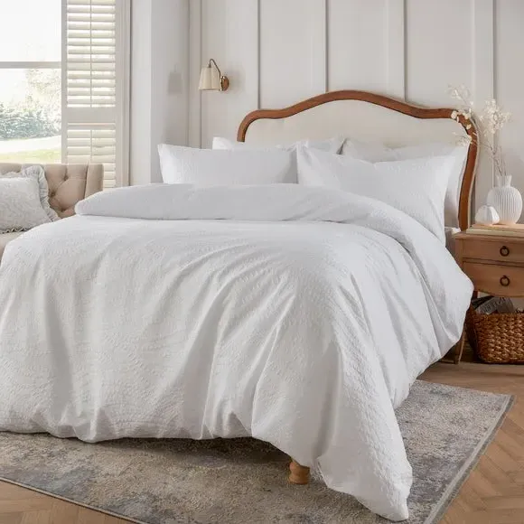 Duvet Cover Set with Pillowcase - White, Polyester image