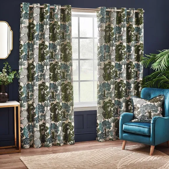Eyelet Curtains with Room Darkening - Green