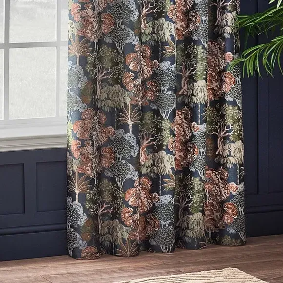 Eyelet Curtains with Room Darkening - Navy
