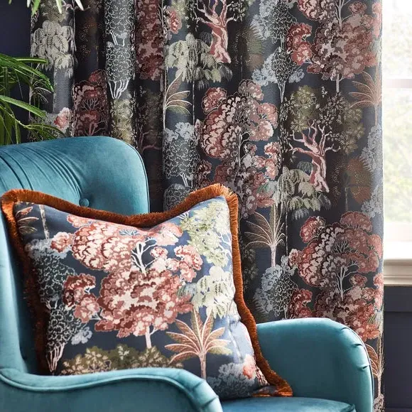 Eyelet Curtains with Room Darkening - Navy