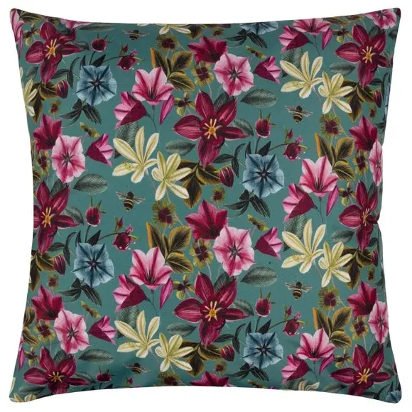 Outdoor Cushion with Bee Design - Teal, Polyester