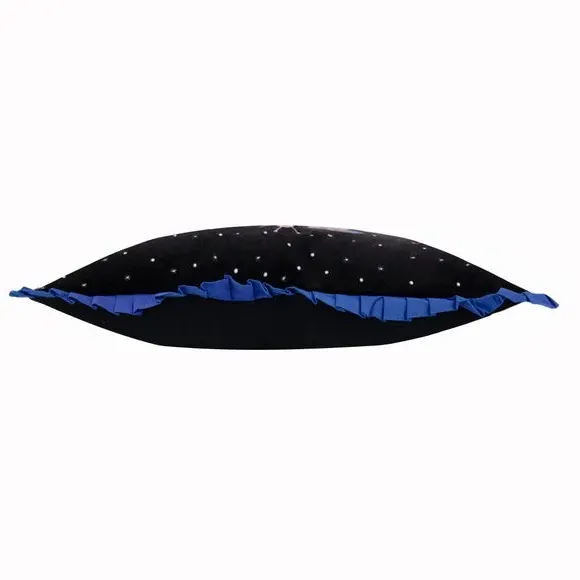 Rectangular Cushion with Frilled Edge - Blue