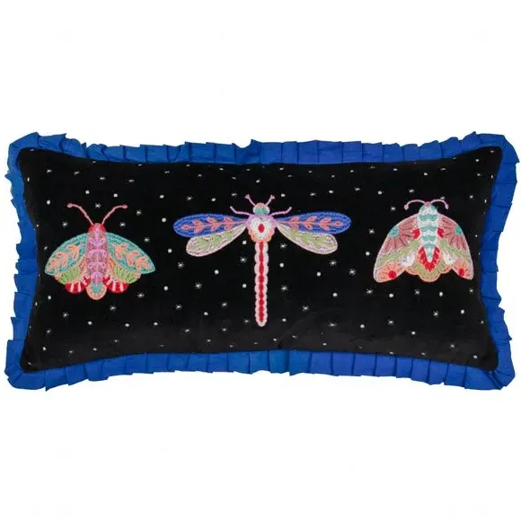 Rectangular Cushion with Frilled Edge - Blue