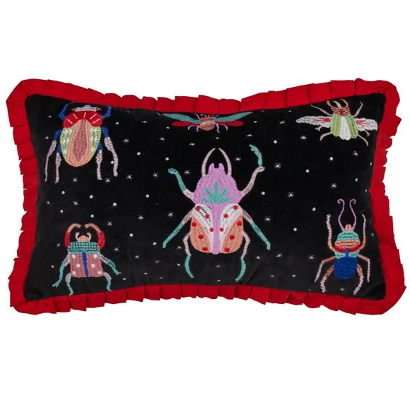 Rectangular Cushion with Frilled Edge - Raspberry
