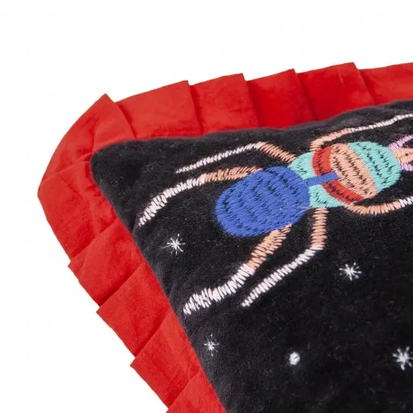 Rectangular Cushion with Frilled Edge - Raspberry