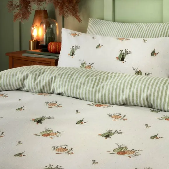 Reversible Duvet Cover Set - White, Cotton