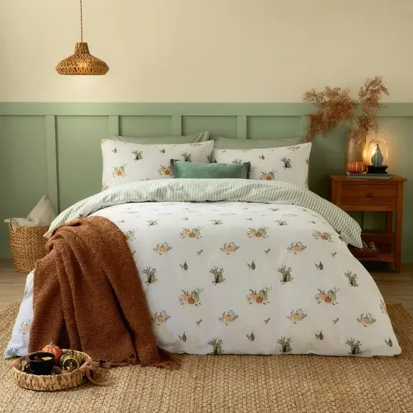 Reversible Duvet Cover Set - White, Cotton