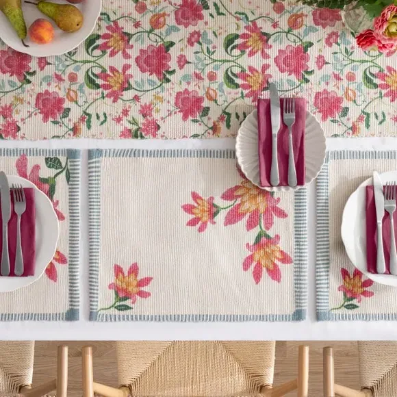 Set of 4 Placemats Floral Design - Multicolor
