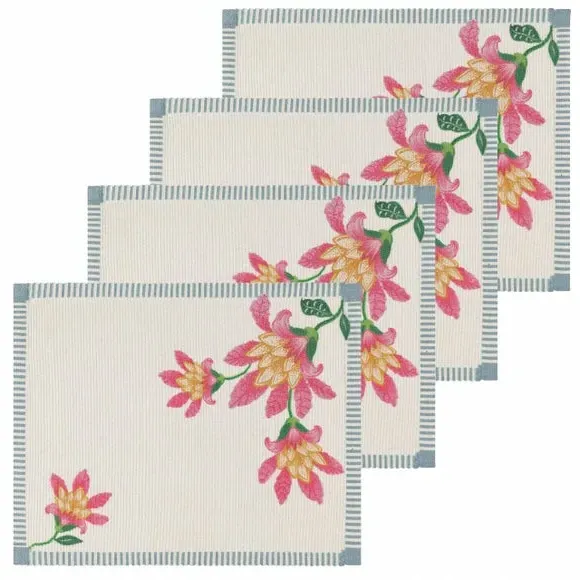 Set of 4 Placemats Floral Design - Multicolor