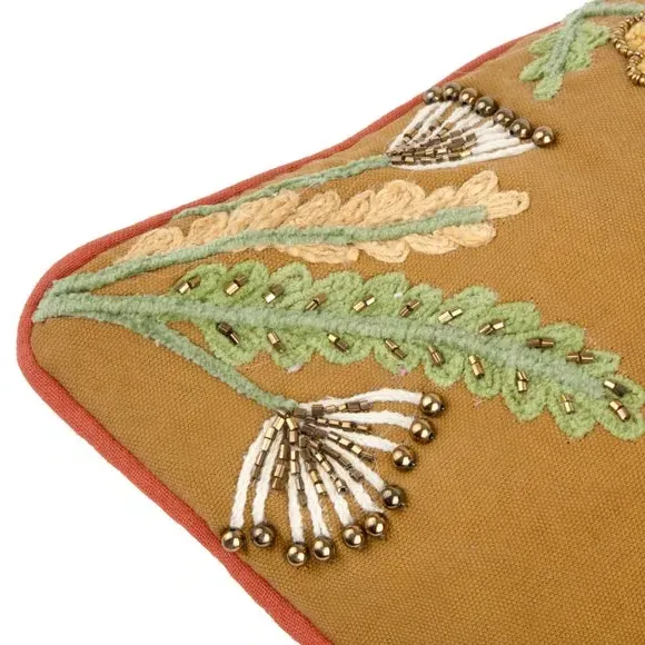 Square Cushion with Embroidery - Gold