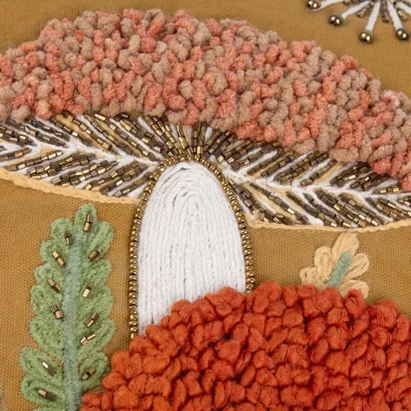 Square Cushion with Embroidery - Gold