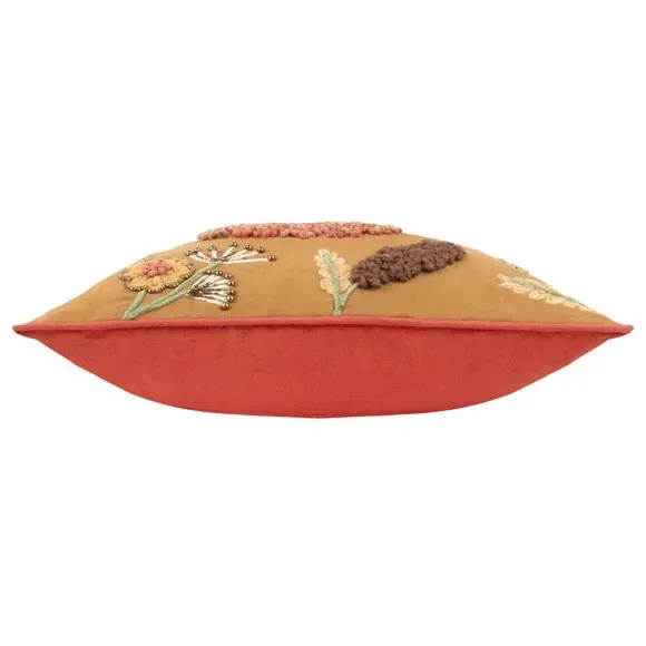 Square Cushion with Embroidery - Gold