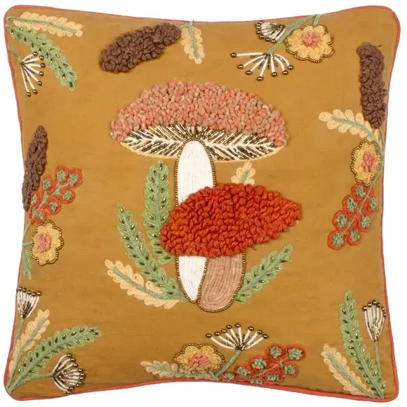 Square Cushion with Embroidery - Gold image