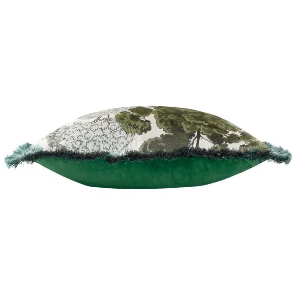Tropical Cushion with Fringe - Green, Jacquard