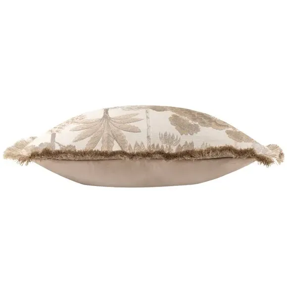 Tropical Cushion with Fringe - Natural, Jacquard