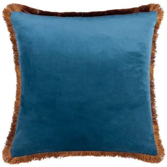 Tropical Cushion with Fringe - Navy, Jacquard