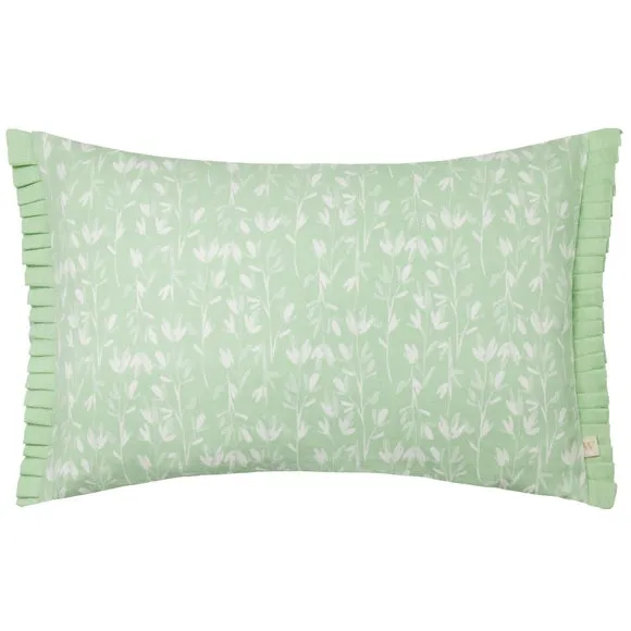 Rectangular Cushion with Floral Print - Sage, Cotton