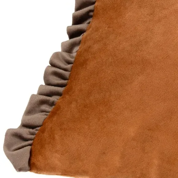 Rectangular Cushion with Frill Trim - Mink, Velvet