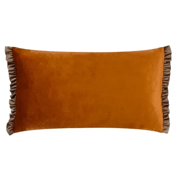 Rectangular Cushion with Frill Trim - Mink, Velvet image