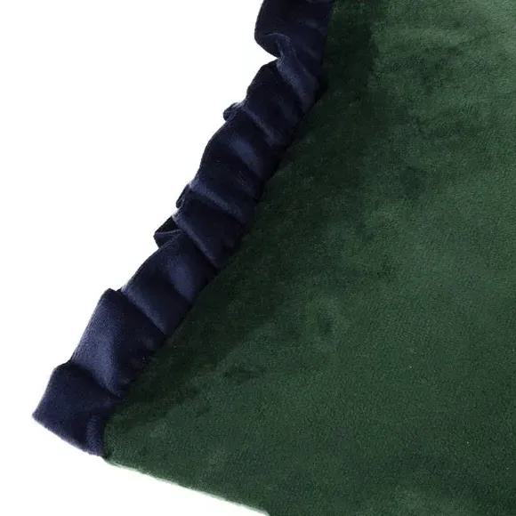 Rectangular Cushion with Frill Trim - Navy, Velvet