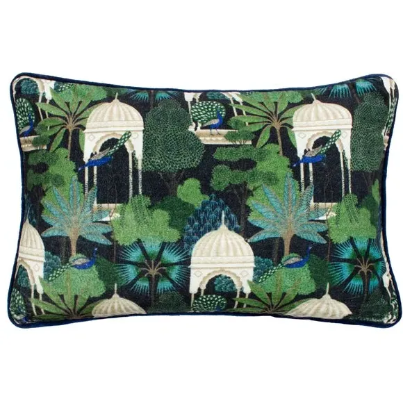 Rectangular Cushion with Piped Edge - Midnight, Velvet