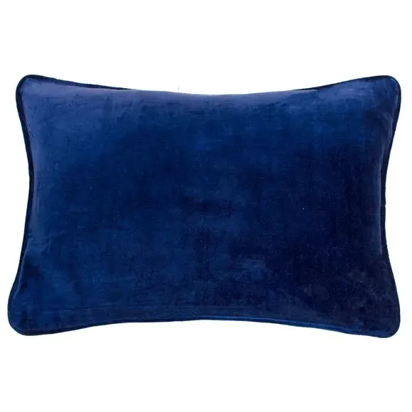 Rectangular Cushion with Piped Edge - Midnight, Velvet