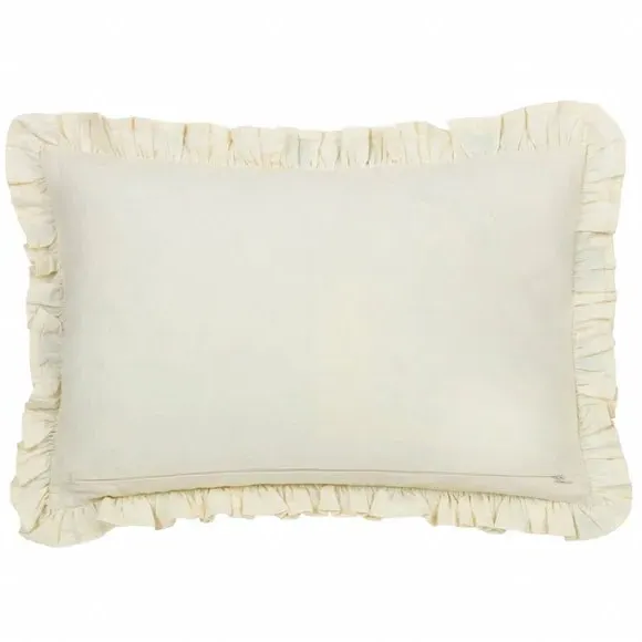 Rectangular Cushion with Ruffle Trim - Blue, Cotton
