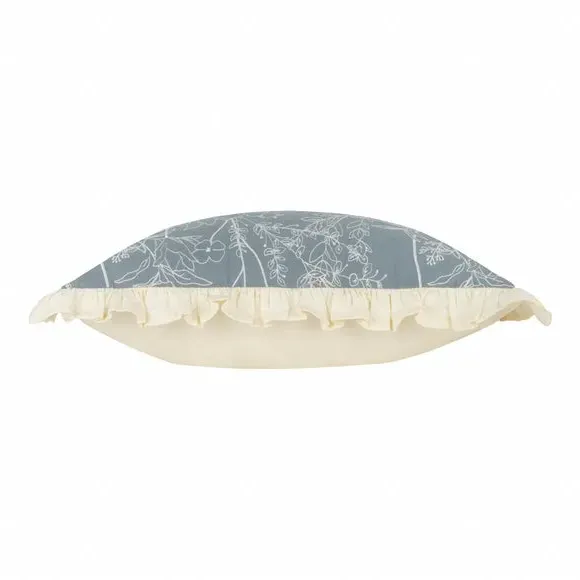 Rectangular Cushion with Ruffle Trim - Blue, Cotton