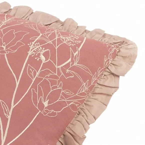 Rectangular Cushion with Ruffle Trim - Petal, Cotton
