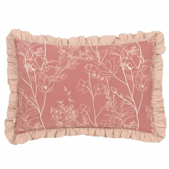 Rectangular Cushion with Ruffle Trim - Petal, Cotton