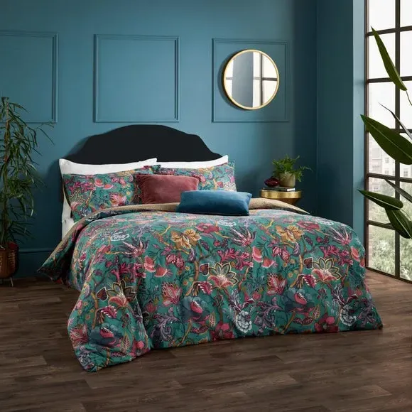 Reversible Duvet Cover Set - Blue, Tropical Print image