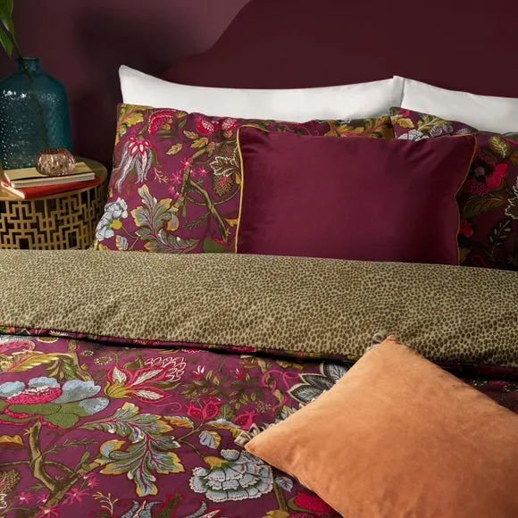 Reversible Duvet Cover Set - Purple, Tropical Print