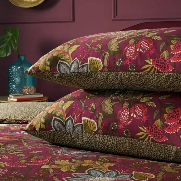 Reversible Duvet Cover Set - Purple, Tropical Print