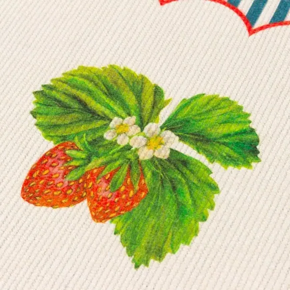 Set of 4 Placemats Strawberry Print - Red, Polyester