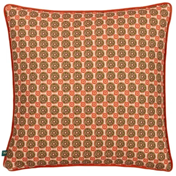 Square Cushion with Piped Edge - Green, Velvet