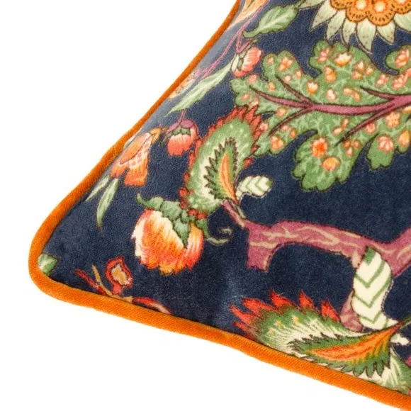 Square Cushion with Piped Edge - Royal Blue, Velvet