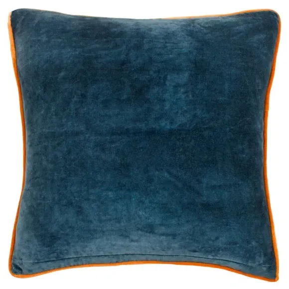 Square Cushion with Piped Edge - Royal Blue, Velvet