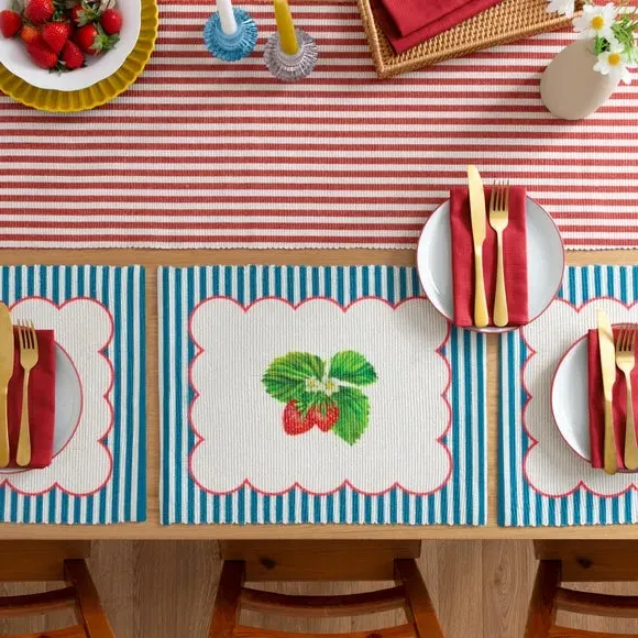 Striped Table Runner - Red, Polyester
