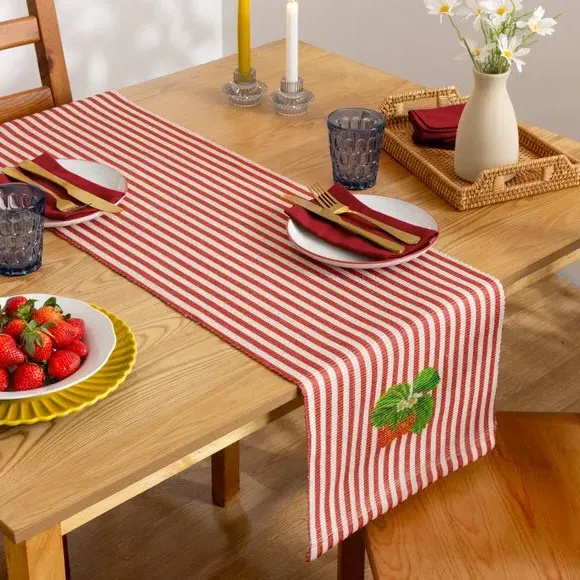 Striped Table Runner - Red, Polyester image
