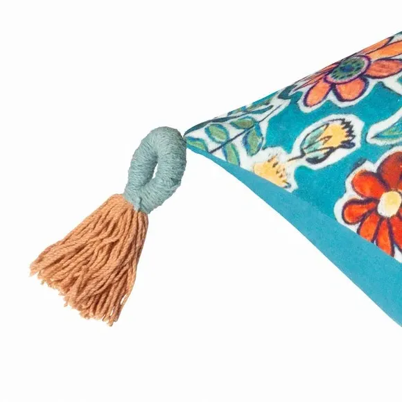 Cushion with Tassels - Multicolor, Cotton