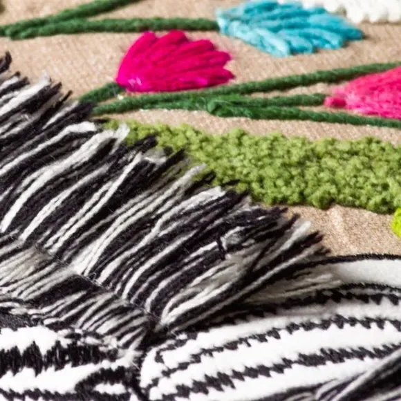 Decorative Cushion with Embroidery - Multicolor