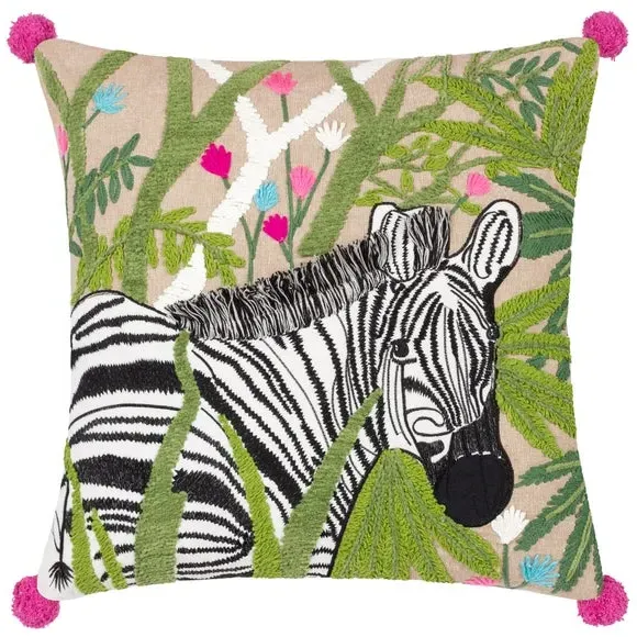 Decorative Cushion with Embroidery - Multicolor