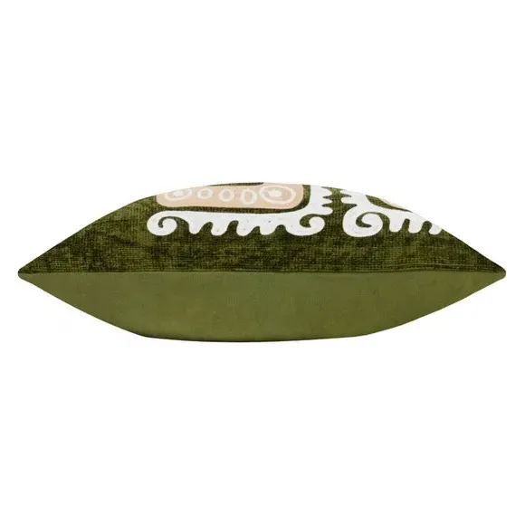 Rectangular Cushion with Dragon Design - Green