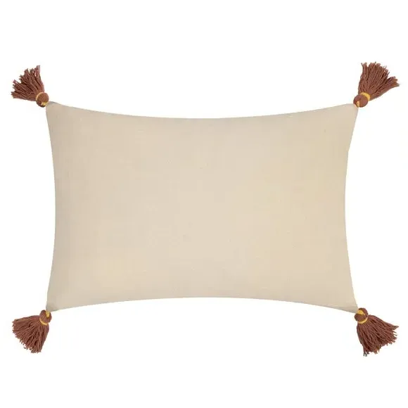 Rectangular Cushion with Embroidery - Natural, Cotton