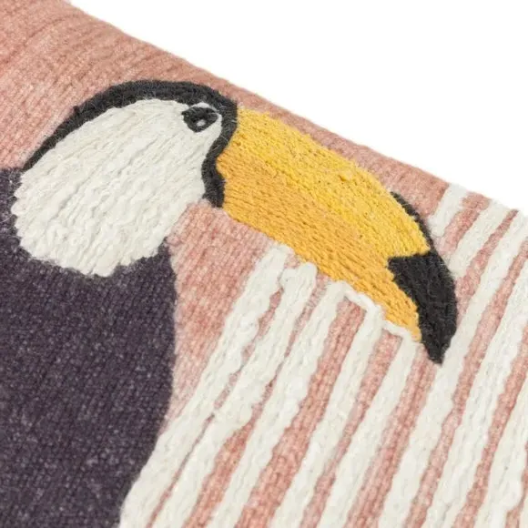 Rectangular Cushion with Embroidery - Natural, Cotton