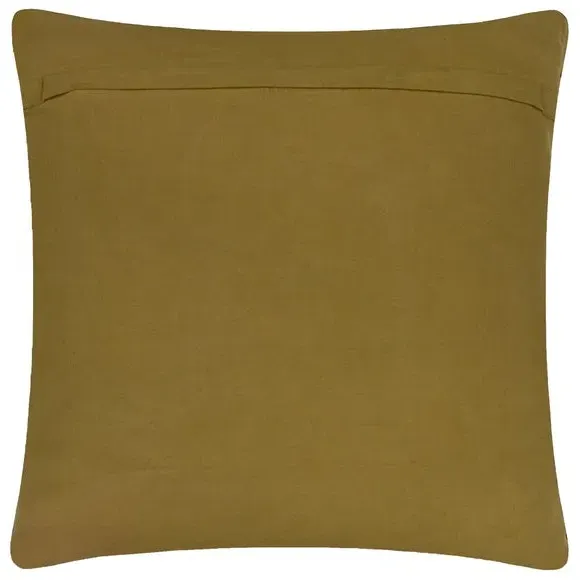 Square Cushion with Embroidered Design - Green