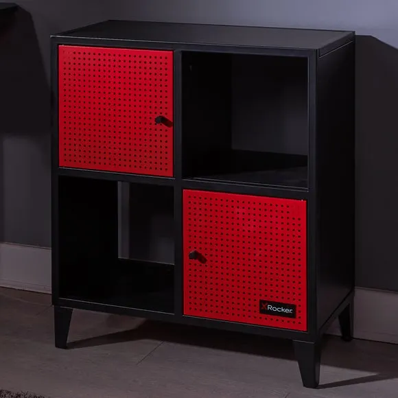 4-Cube Storage Cabinet with Doors - Black, Steel