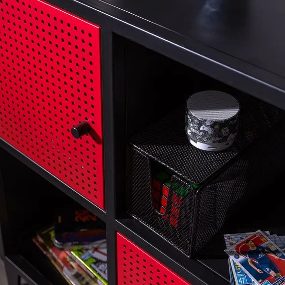 4-Cube Storage Cabinet with Doors - Black, Steel