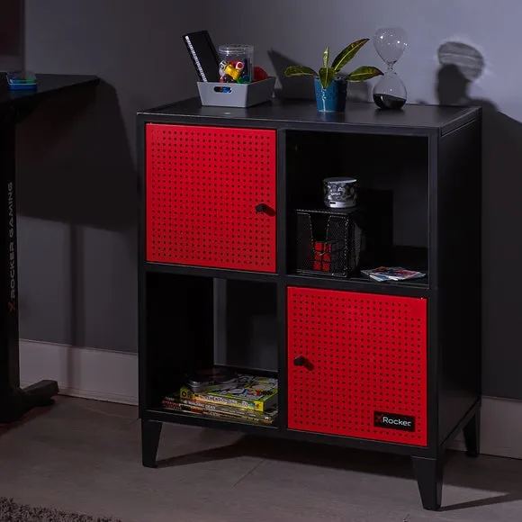 4-Cube Storage Cabinet with Doors - Black, Steel image